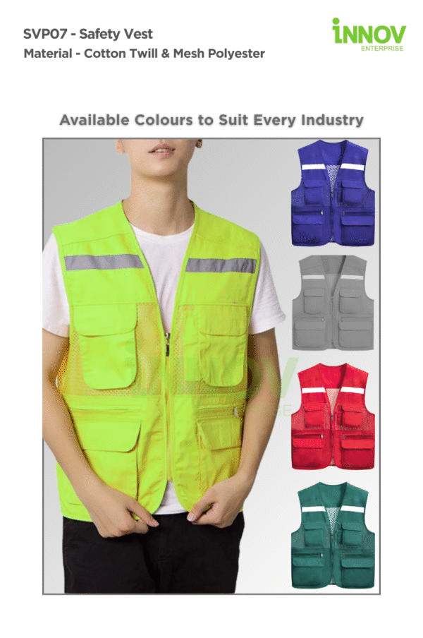SVP07 Series - Cotton Twill Safety Vest with 6 Pockets - Image 2