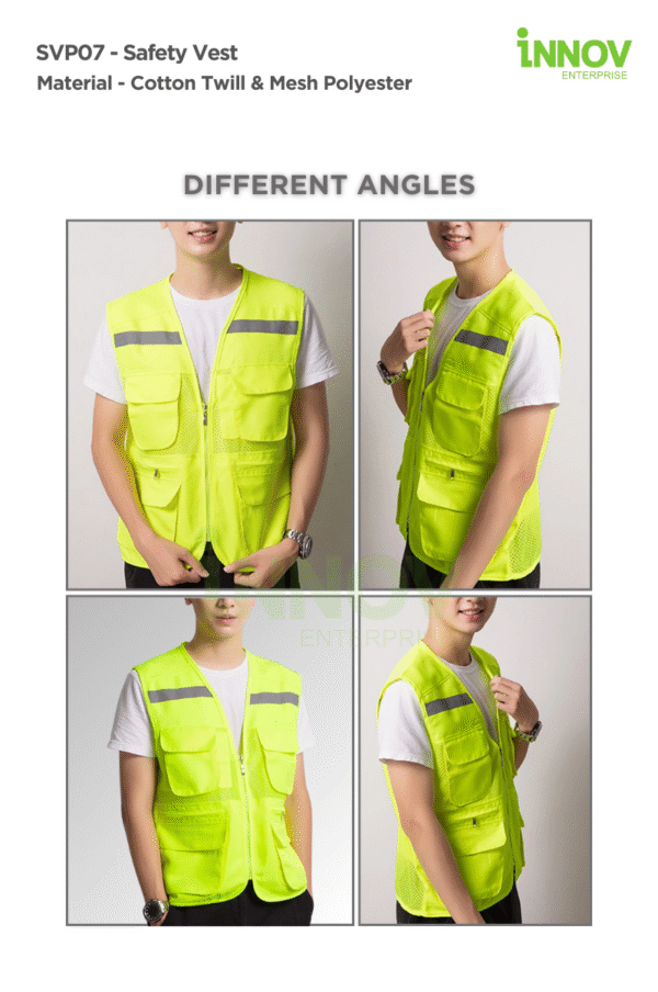 SVP07 Series - Cotton Twill Safety Vest with 6 Pockets - Image 3