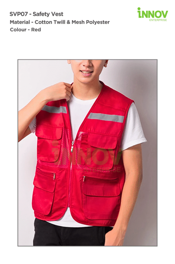 SVP07 Series - Cotton Twill Safety Vest with 6 Pockets - Image 4