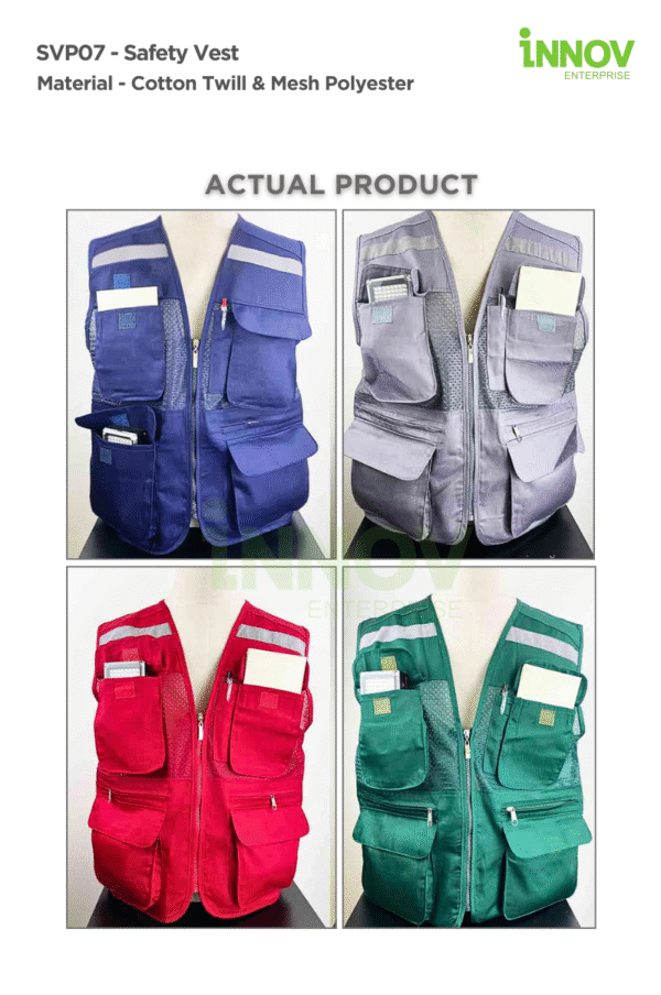 SVP07 Series - Cotton Twill Safety Vest with 6 Pockets - Image 6