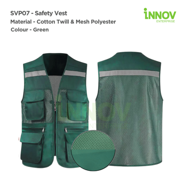 SVP07 Series - Cotton Twill Safety Vest with 6 Pockets - Image 7