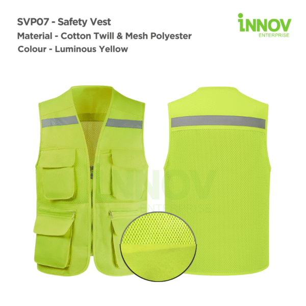 SVP07 Series - Cotton Twill Safety Vest with 6 Pockets - Image 8