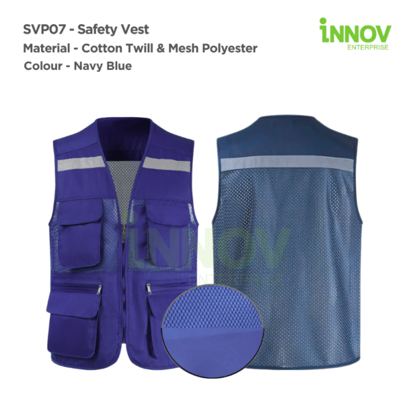 SVP07 Series - Cotton Twill Safety Vest with 6 Pockets - Image 9