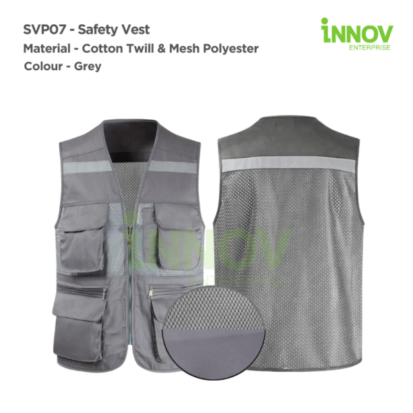 SVP07 Series - Cotton Twill Safety Vest with 6 Pockets - Image 10