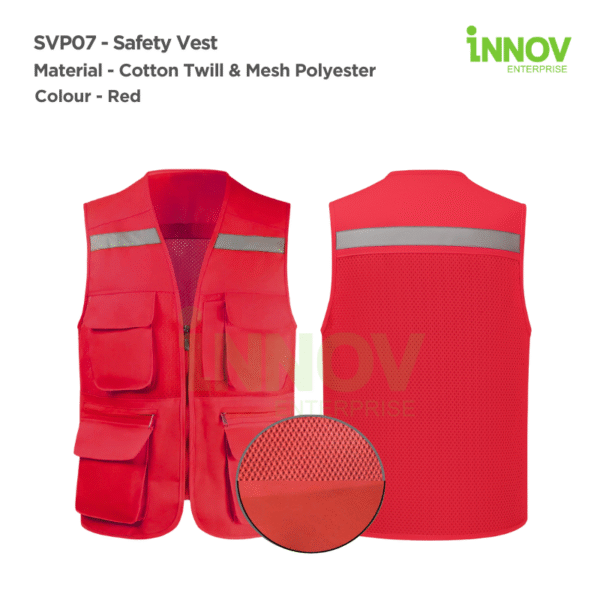 SVP07 Series - Cotton Twill Safety Vest with 6 Pockets - Image 11