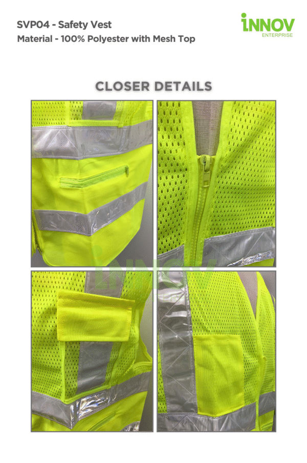 SVP04 Safety Vest with Pocket - 100% Polyester with Mesh Top - Image 3