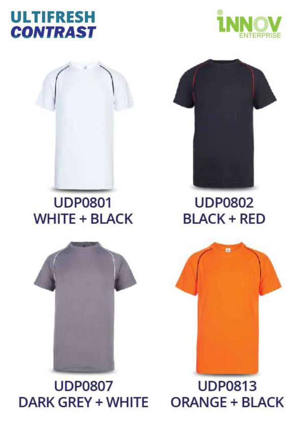 UDP08 Ultifresh Series-Dri Fit Polyester-Vop Piping Crew Neck T-Shirt - Image 2