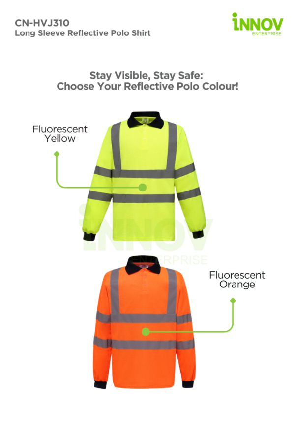 CN-HVJ310 Long Sleeve Reflective Polo Shirt - Image 6