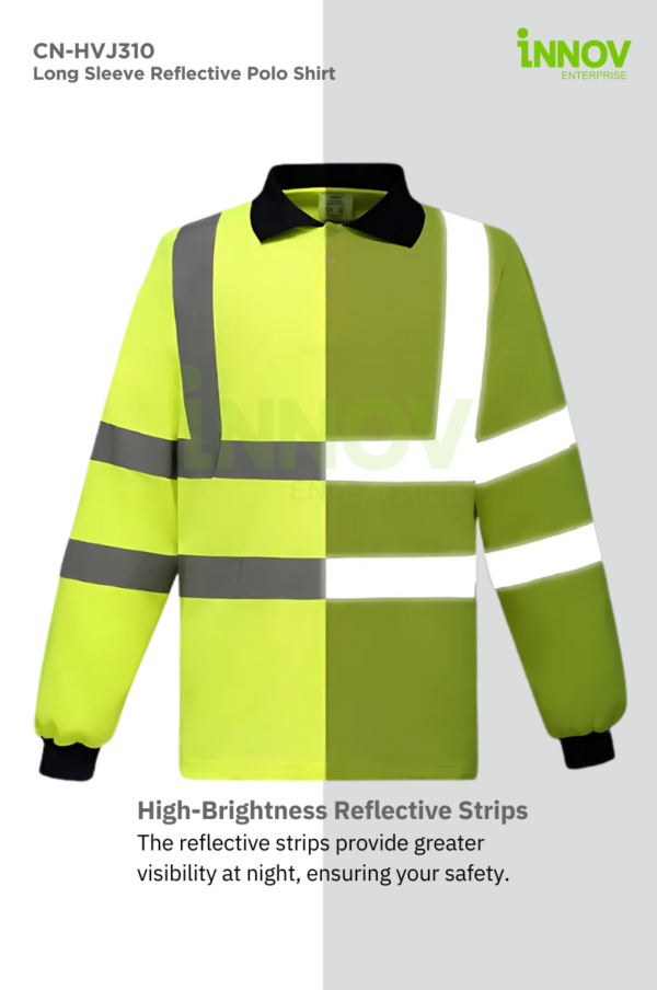 CN-HVJ310 Long Sleeve Reflective Polo Shirt - Image 2