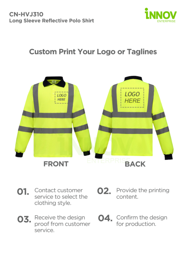 CN-HVJ310 Long Sleeve Reflective Polo Shirt - Image 5