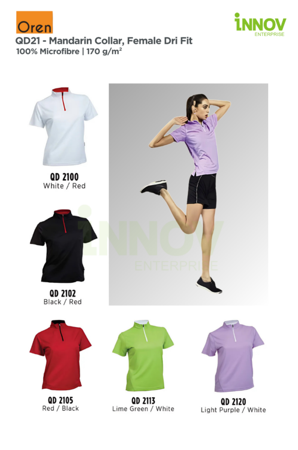 QD21 - FEMALE MICROFIBRE Half-Zip Mock Neck Shirt - Image 3