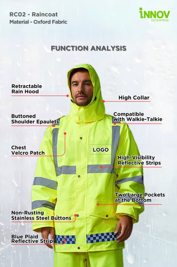RC02 Hi Vis Safety Raincoat - Image 10