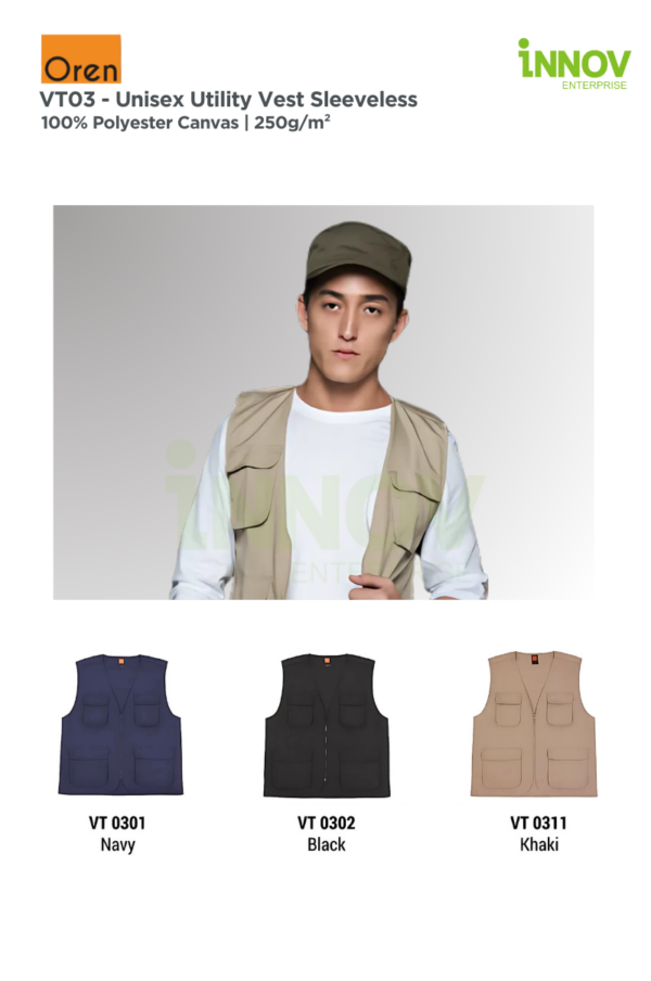 VT03 UNISEX UTILITY VEST Sleeveless - Image 3