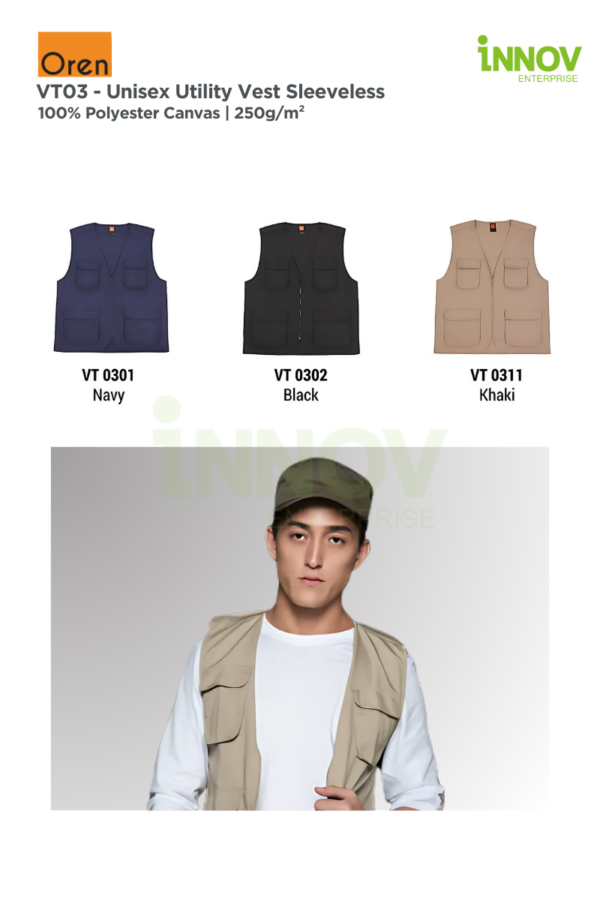 VT03 UNISEX UTILITY VEST Sleeveless - Image 4