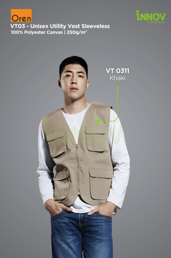 VT03 UNISEX UTILITY VEST Sleeveless - Image 2