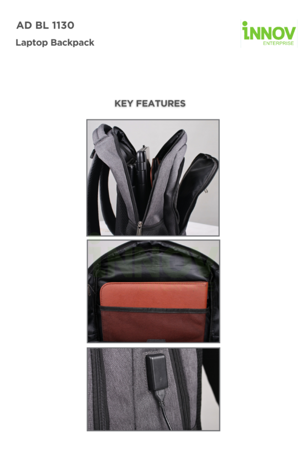AD BL 1130 Laptop Backpack with USB - Image 5