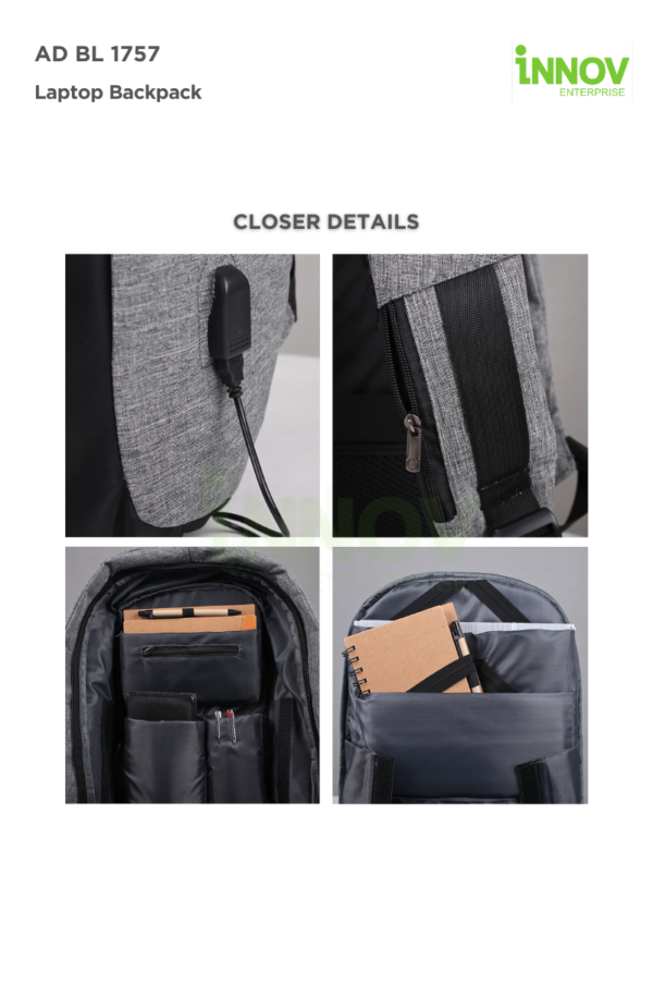 AD BL 1757 Anti Theft Laptop Backpack - Image 5