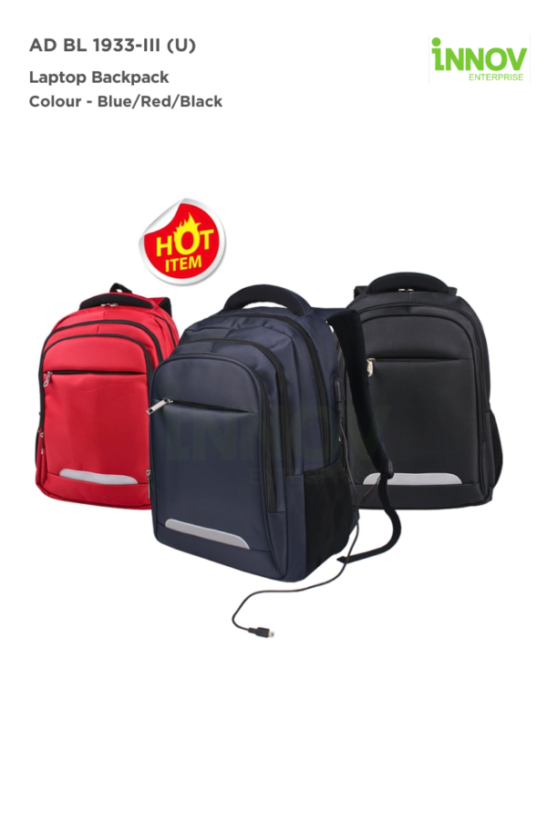 AD BL 1933-III (U) Laptop Backpack with USB Charging Port - Image 2
