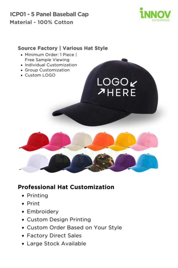 ICP01 - 5 Panel Baseball Cap - Image 5