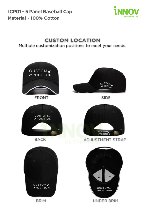 ICP01 - 5 Panel Baseball Cap - Image 13