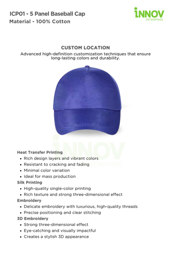 ICP01 - 5 Panel Baseball Cap - Image 12