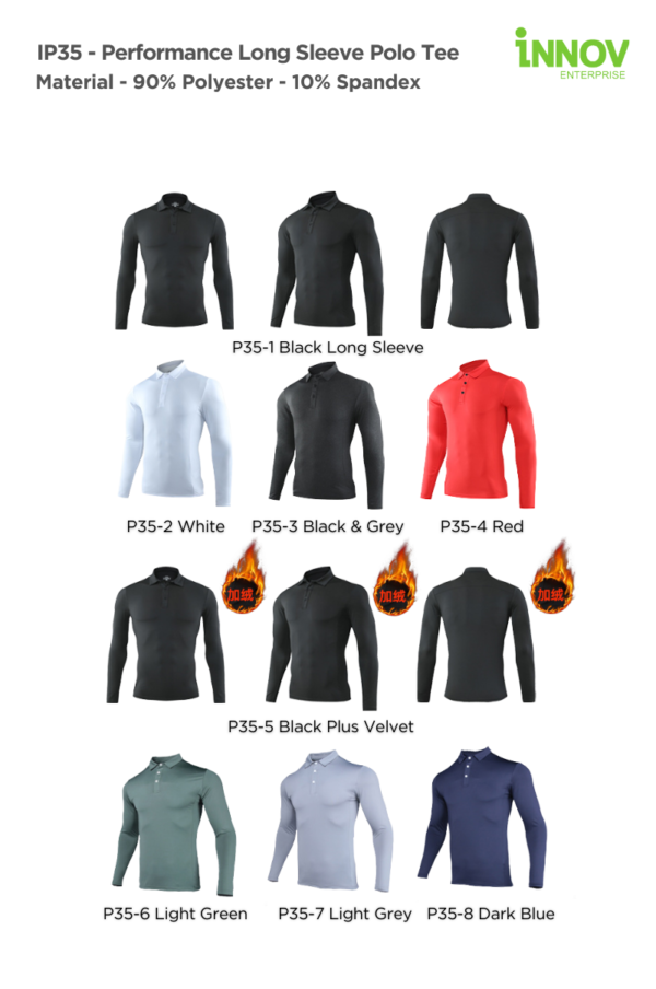 IP35 - Performance Long Sleeve Polo Tee - Image 2