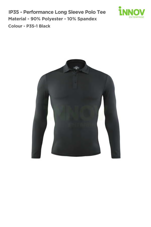 IP35 - Performance Long Sleeve Polo Tee - Image 9