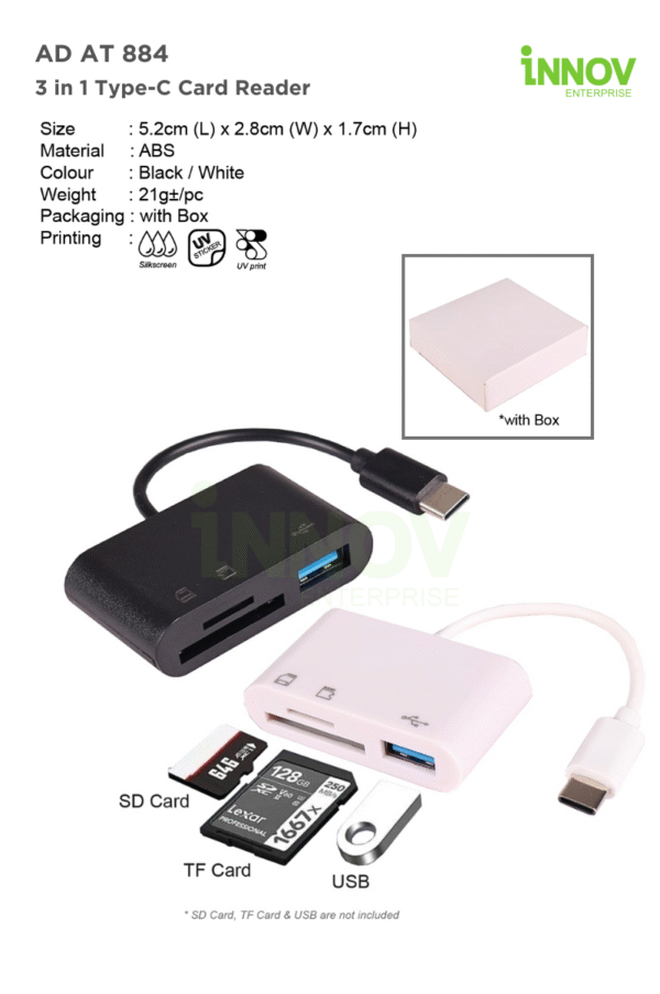 AD AT 884 3-in-1 Type-C Card Reader