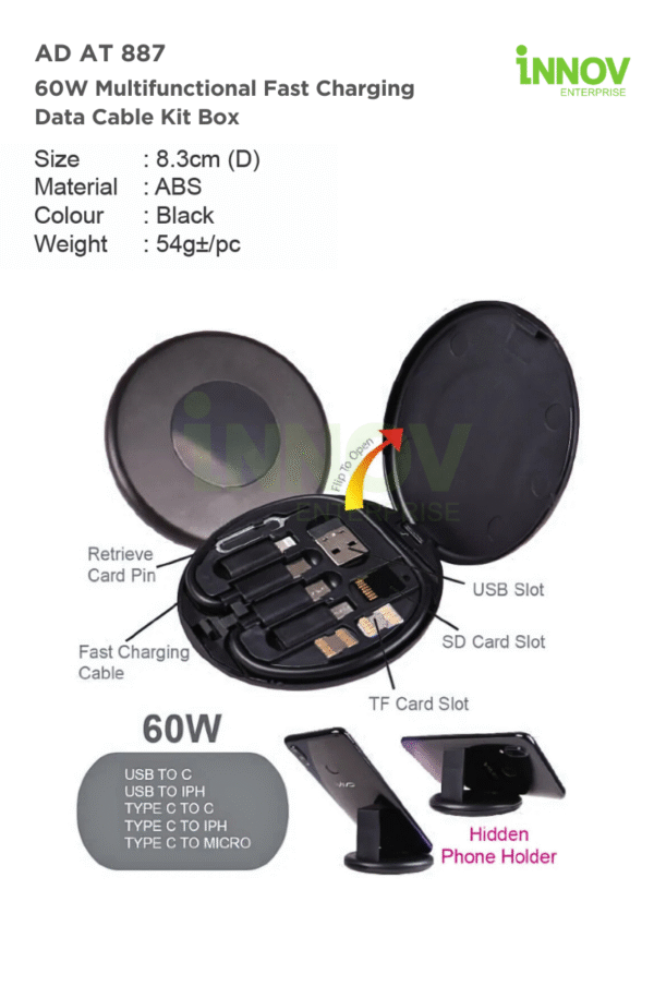AD AT 887 60W Multifunctional Fast Charging Data Cable Kit Box