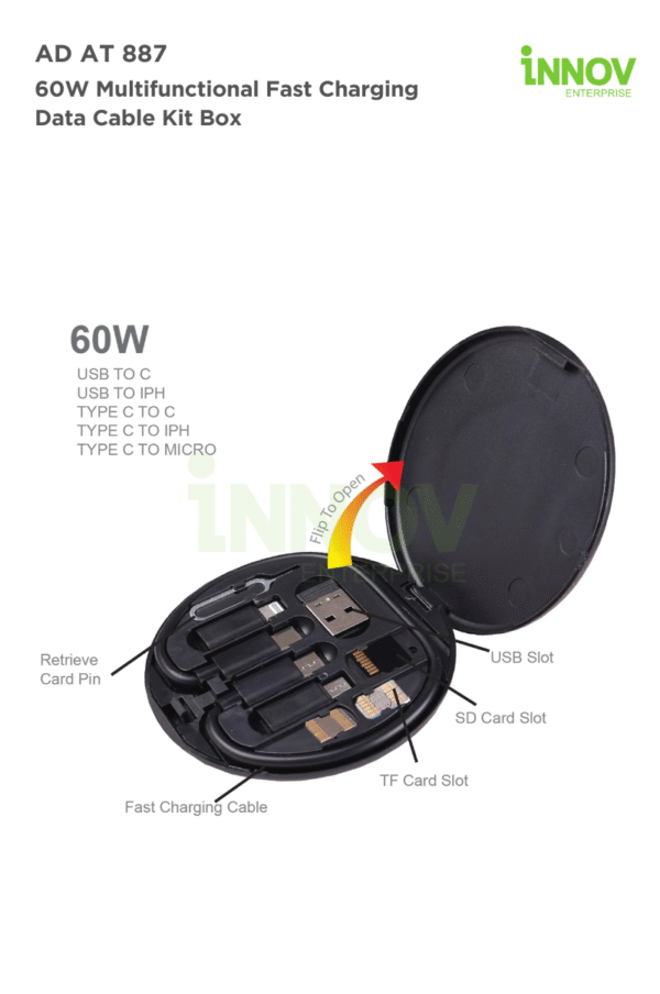 AD AT 887 60W Multifunctional Fast Charging Data Cable Kit Box - Image 2
