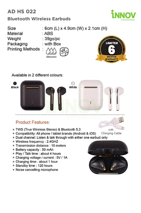 AD HS 022 Bluetooth Wireless Earbuds