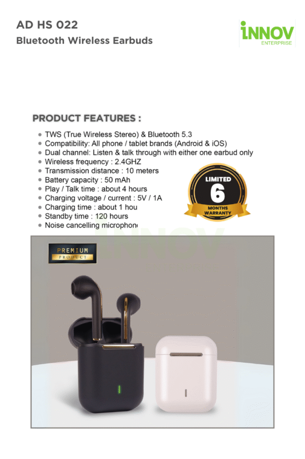 AD HS 022 Bluetooth Wireless Earbuds - Image 2