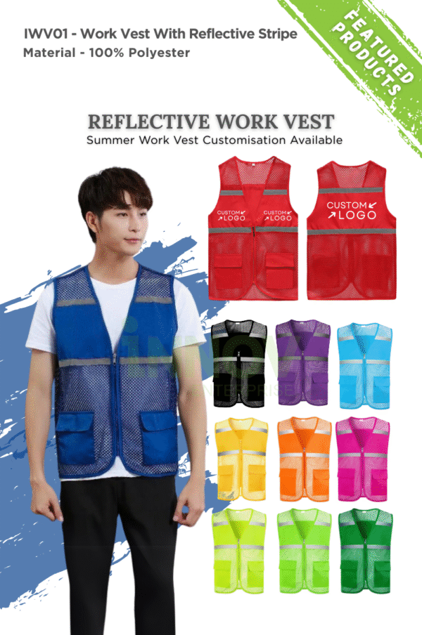 IWV01 - Work Vest with Reflective Stripe - Image 3
