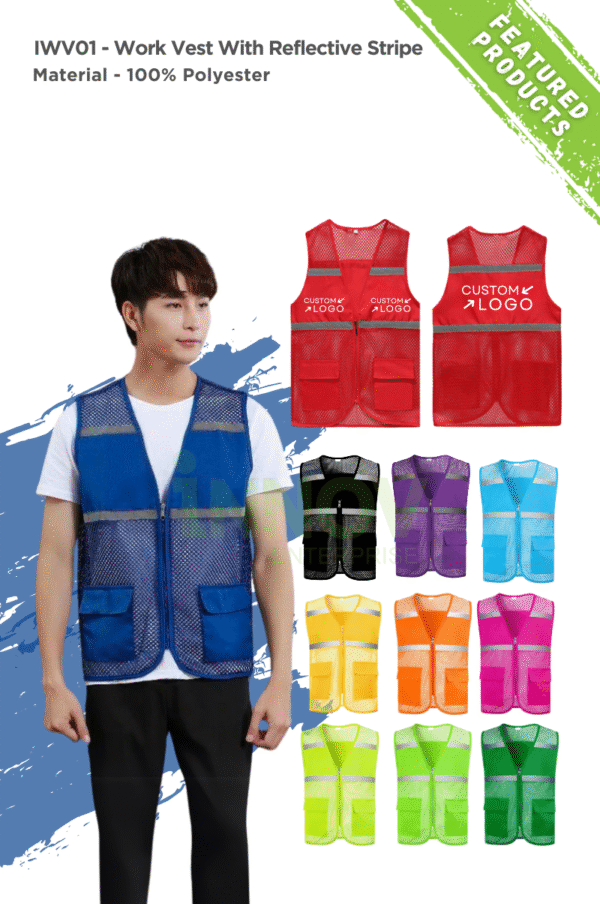 IWV01 - Work Vest with Reflective Stripe - Image 2