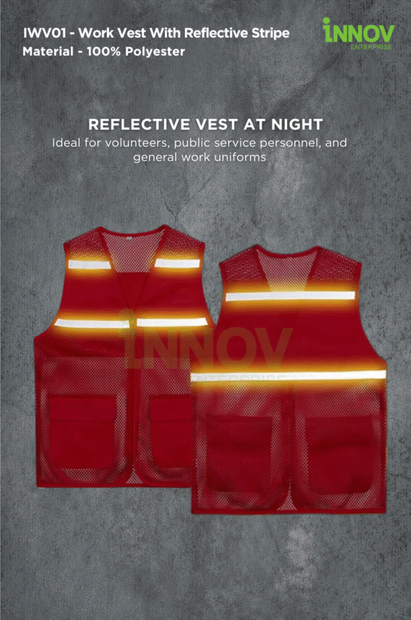 IWV01 - Work Vest with Reflective Stripe - Image 11