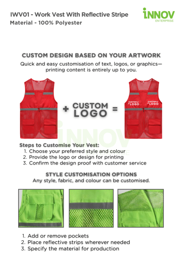 IWV01 - Work Vest with Reflective Stripe - Image 14