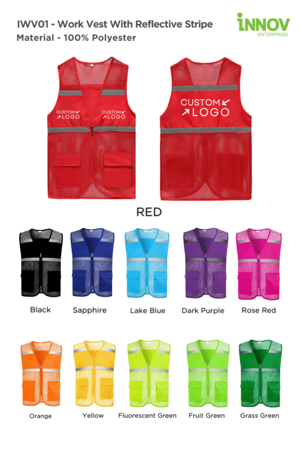 IWV01 - Work Vest with Reflective Stripe - Image 16
